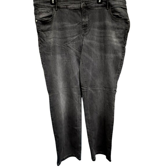 Womens Sz 22 PLUS Jeans Black Wash Boot Cut High Rise Classic 5 Pocket - Picture 3 of 7